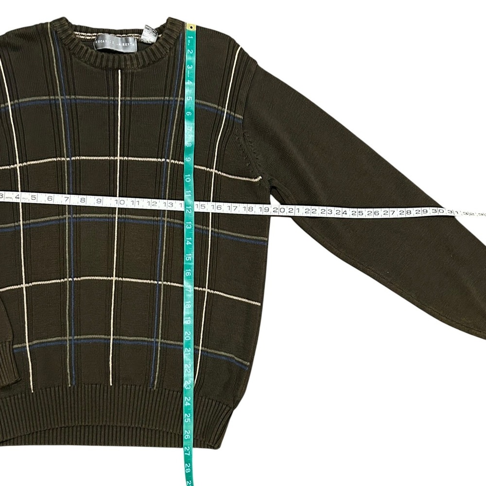 Vintage Oscar de la Renta Mens  Plaid Brown Sweater Quiet Luxury - Picture 6 of 7